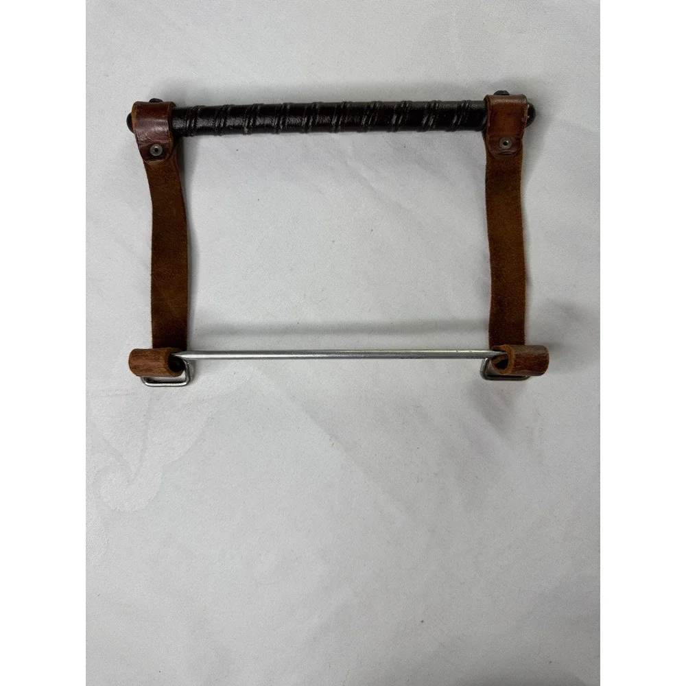 Antique Golf Club Carrier Holder Leather Golf club holder Clubs hang metal piece - Picture 3 of 5